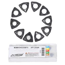 10Pcs Inserts de tournage en carbure Insert de tour CNC pour le remplacement du porte-outil de tournage indexable WCMX040208FX