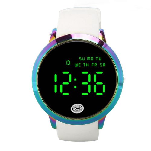 Montre Numérique Pour Hommes : Écran Couleur Rond, Alarme Élégante Ultra-Mince Rétroéclairée Étanche Dans Une Coque Colorée