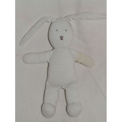 Lapin Petit Bateau Raye Vert Gris 24 Cm