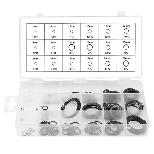150pcs Anneau De Retenue De Retenue Ensemble D¿assortiment De Circlips 3mm - 32mm 18 Tailles avec Boîte