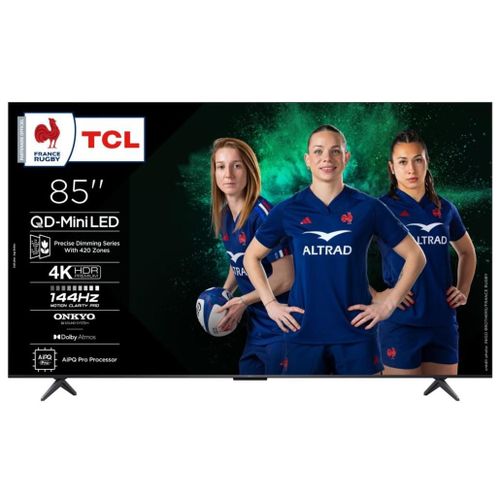 TV QD-Mini LED Tcl 85C69K 216 cm 4K UHD 2025 Aluminium brossé