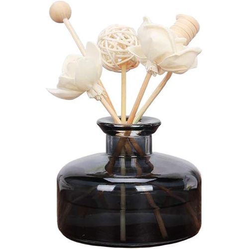 lbgwp60 1 Flacon Diffuseur Rond En Verre De 200 Ml Pour Roseaux,Huiles Essentielles,Diffuseur Décoratif En Verre Pour Accessoires De Parfum D'Intérieur (Noir)