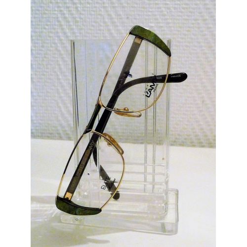 Monture De Lunettes Vintage Rectangulaire Doré Et Vert/Noir- Neuf- L&#39amy