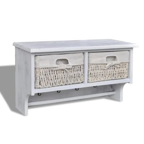 Porte-manteau Blanc 60x23,5x33 cm Bois de Paulownia