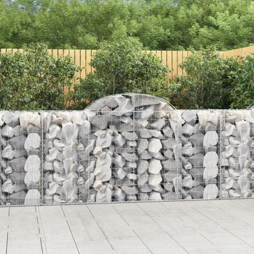 Paniers À Gabions Arqués 2 Pcs 200x50x100/120 Cm Fer Galvanisé