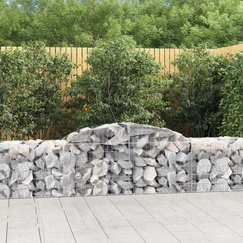 Paniers À Gabions Arqués 3 Pcs 300x50x60/80 Cm Fer Galvanisé