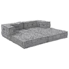 Pouf Modulable 2 Places Qui Se Transforme En Tissu Gris Clair