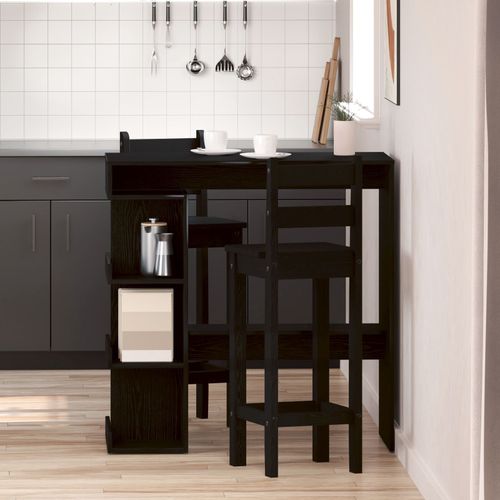 Table De Bar En Chêne Noir Avec Rangement, 100x50x101,5 Cm