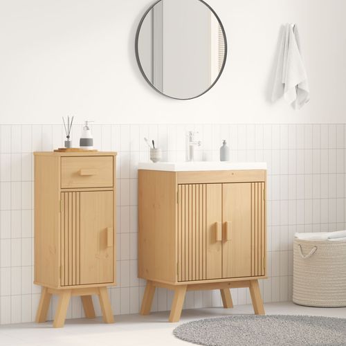 Vidaxl Meuble Sous Lavabo 114x43x73,5 Cm En Bois De Pin Massif