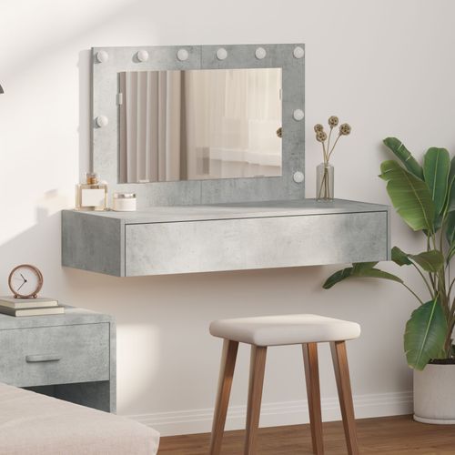 Table De Maquillage Murale Vidaxl Avec Des Lumières Led Gris Béton