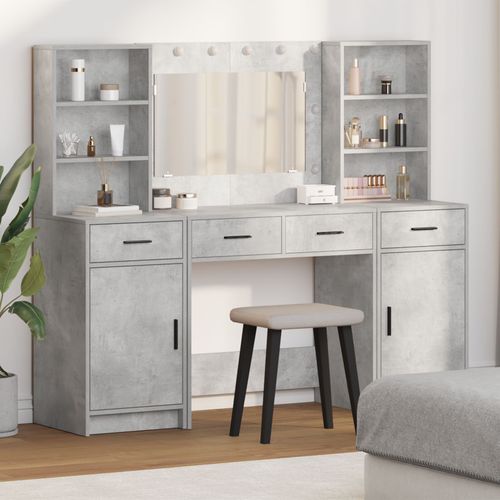 Ensemble De Coiffeuse De 3 Pièces Vidaxl En Bois D'ingénierie Gris Béton