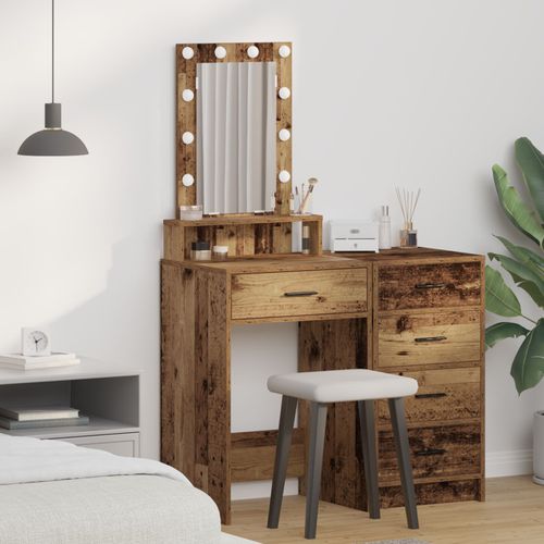 Coiffeuse Vidaxl Avec Lumières Led En Vieux Bois 50x41x140 Cm
