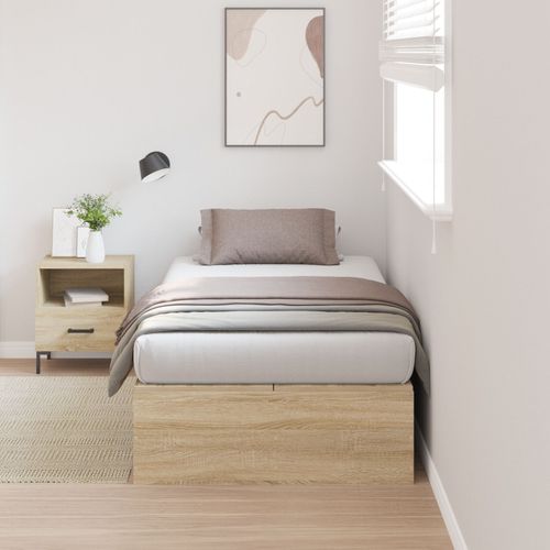 Cadre De Lit De Rangement Vidaxl En Chêne Sonoma 100x200 Cm