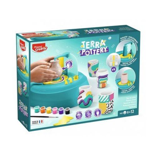 Coffret Tour De Potier Electrique Enfant - Avec 1 Kg Argile, Accessoires, Peinture - Studio Atelier Poterie - Set Kit Creatif Et Carte