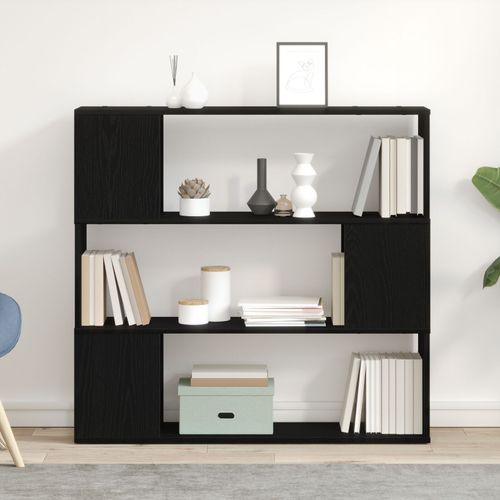 Bibliothèque Vidaxl En Noir Et Chêne, 100x24x94 Cm, En Bois D'ingénierie