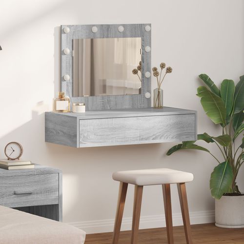 Table De Maquillage Murale Vidaxl Avec Lumières Led Gris Sonoma