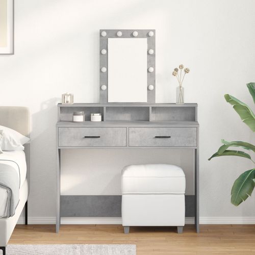 Coiffeuse Vidaxl Avec Éclairage Led Gris Béton 100x41x140 Cm