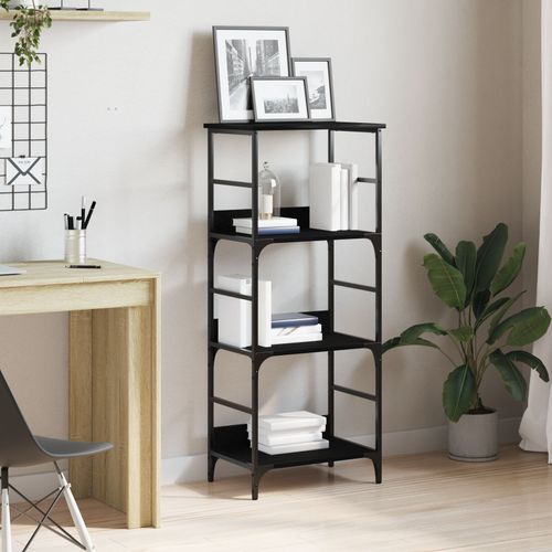 Bibliothèque Vidaxl Noir Chêne 50x33x117,5 Cm Bois D'ingénierie Et Acier