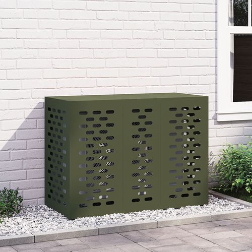 Housse de climatiseur vidaXL verte olive 110x50x80 cm en acier