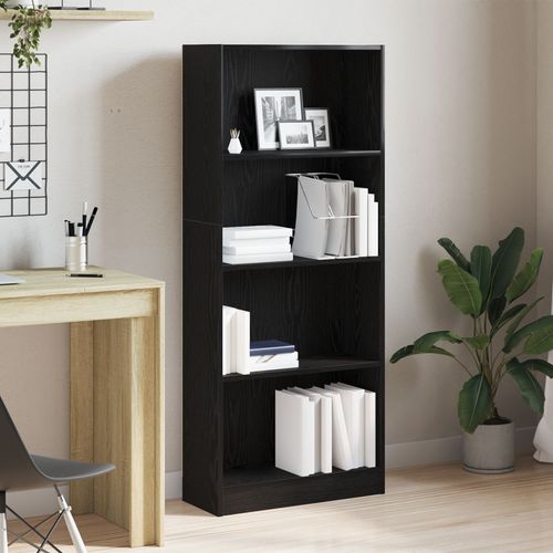 Bibliothèque En Chêne Noir Vidaxl - 60 X 24 X 143 Cm - Fabriquée En Bois D'ingénierie