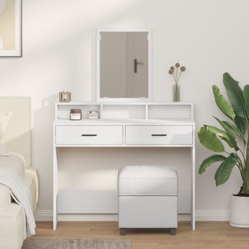 Coiffeuse Vidaxl Avec Tiroirs Blanche 100x41x140 Cm