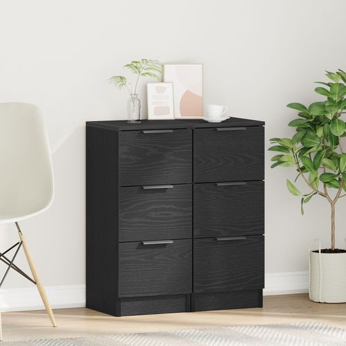 Vidaxl Buffets 2 Pcs Chêne Noir 30x30x70 Cm Bois D'ingénierie