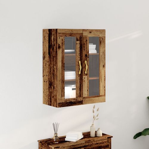 Armoire Murale Vidaxl Avec Portes En Verre Bois Ancien 69,5x34x90 Cm