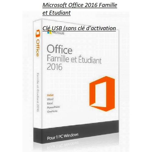 Microsoft Office 2016 Famille et Etudiant  Clé USB (sans clé d'activation