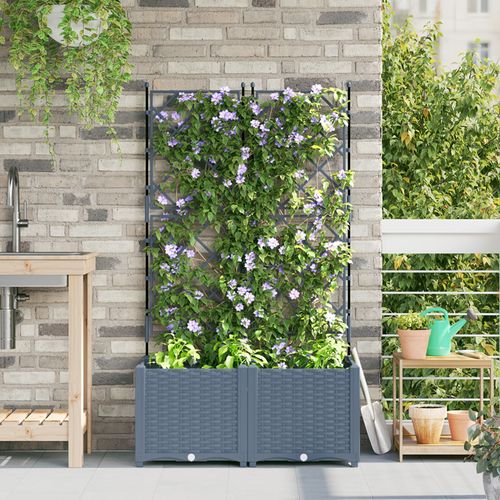 Jardinier Vidaxl Avec Treillis 2 Pcs Gris Clair 80x40x143 Cm