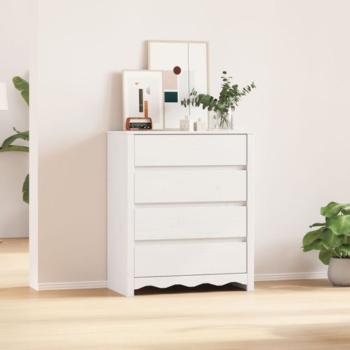 Commode Vidaxl """"Drammen"""" Blanche 76,5x40x91 Cm En Bois Massif De Pin