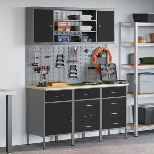 Ensemble De Banc De Travail De 7 Pièces En Acier Noir