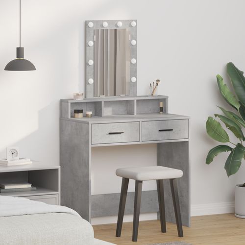 Coiffeuse Vidaxl Avec Lumières Led Grise En Béton 79x41x140 Cm