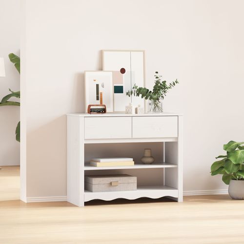 Table Console Vidaxl """"Drammen"""" Blanche 89,5x37x73 Cm En Bois Massif De Pin