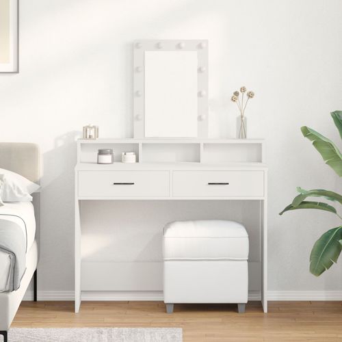 Table De Maquillage Vidaxl Blanche Mdf 100 X 41 X 140 Cm Rectangulaire