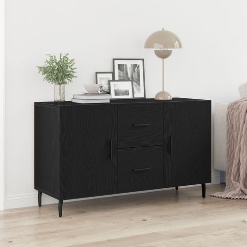 Buffet Noir Chêne Vidaxl 100x36x60 Cm En Bois D'ingénierie