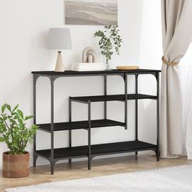Table Console Vidaxl Noir Chêne 100x35x75 Cm Bois D'ingénierie Et Acier
