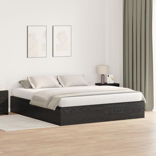 Cadre De Lit De Rangement Vidaxl Noir Chêne 200x200 Cm