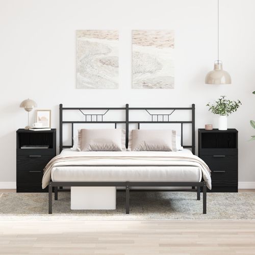 Vidaxl Tables De Chevet 2 Pcs Chêne Noir 40x35x65 Cm Bois D'ingénierie