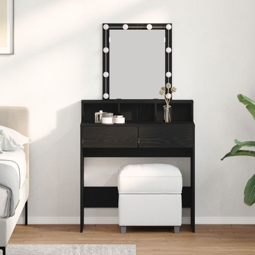 Table De Maquillage Vidaxl Avec Miroir Et Lumières Led En Bois Noir