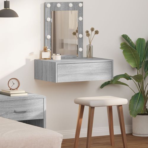 Table De Maquillage Murale Vidaxl Avec Lumières Led Gris Sonoma