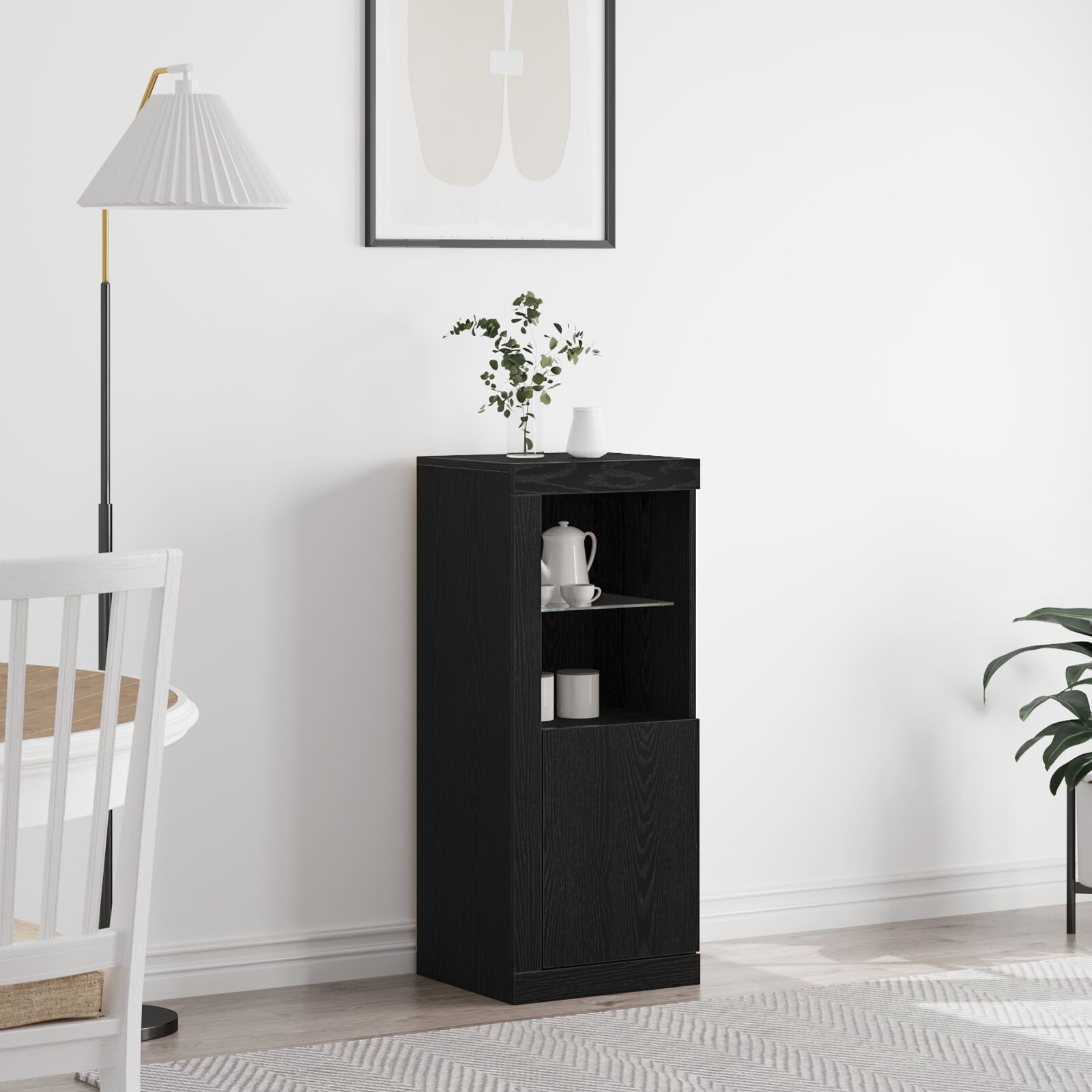Buffet Vidaxl Avec Lumières Led Chêne Noir 41x37x100 Cm