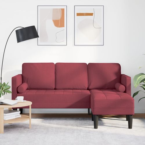 Canapé D'angle 3 Places Vidaxl Rouge Vin 160 Cm Tissu