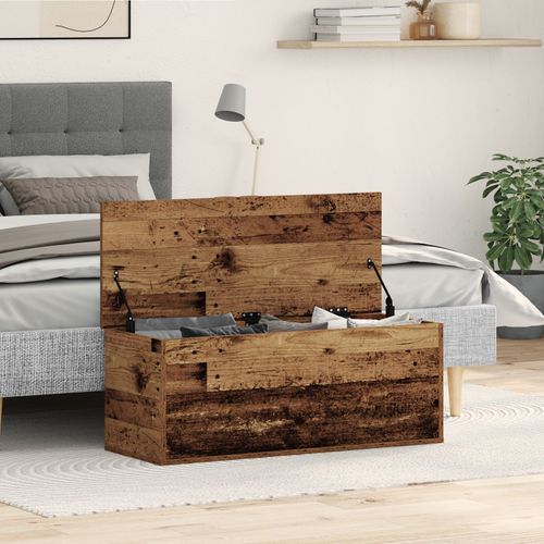 Coffre De Rangement Vidaxl En Bois Vieilli 90x35x35 Cm En Bois Reconstitué
