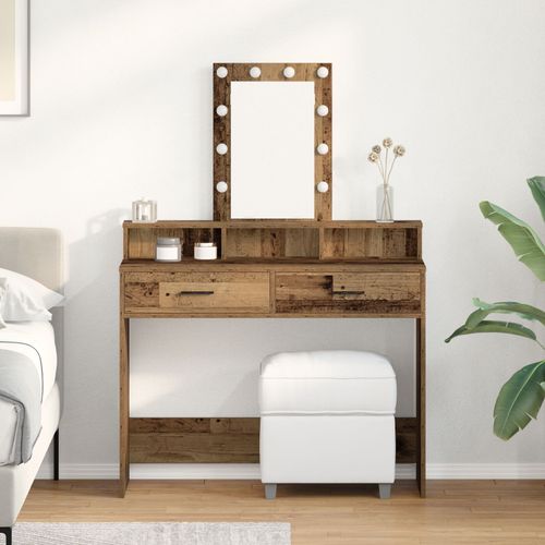 Coiffeuse Vidaxl Avec Des Lumières Led, Bois Vintage 100x41x140 Cm