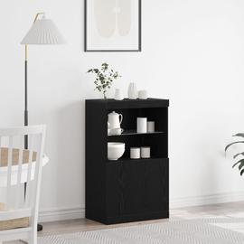 Buffet Vidaxl Avec Lumières Led Chêne Noir 60x37x100 Cm