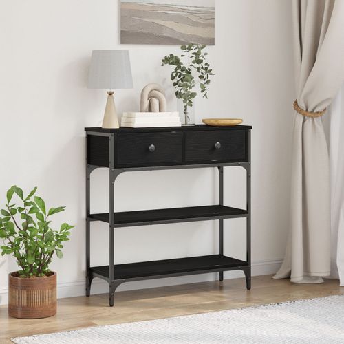 Table Console Vidaxl Noir Chêne 72,5x25x75 Cm Bois D'ingénierie & Acier