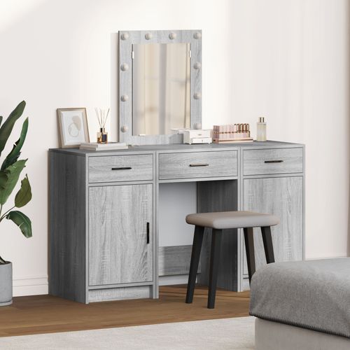 Ensemble De Coiffeuse De 3 Pièces Vidaxl Avec Led En Bois D'ingénierie Gris Sonoma