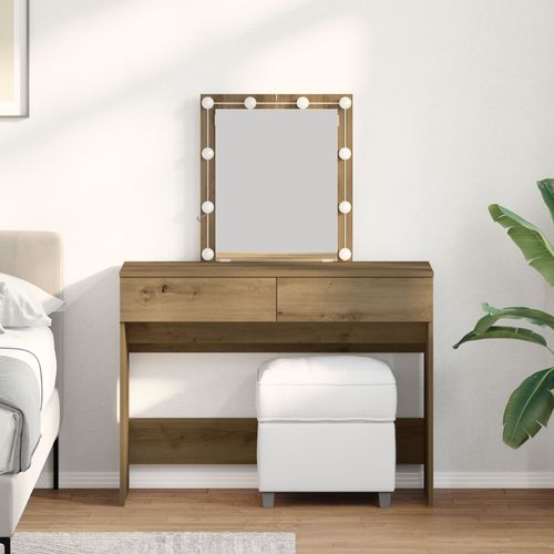 Coiffeuse Vidaxl Avec Miroir Et Led En Chêne Artisan