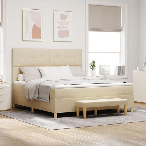 Vidaxl Lit À Ressort Avec Matelas Et Banc Crème 180x200 Cm Tissu