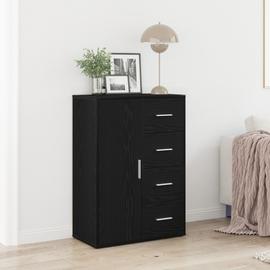 Buffet Vidaxl Noir Chêne 60x31x84 Cm En Bois D'ingénierie